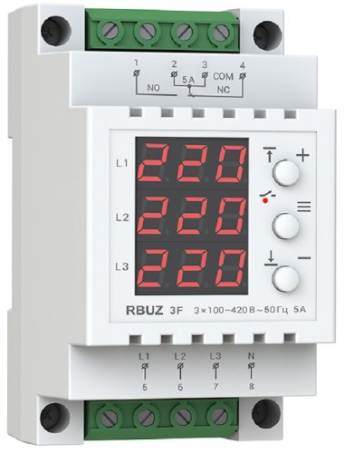 Вольтметр трехфазный цифровой на DIN-рейку Rbuz V3 3х420В картинка